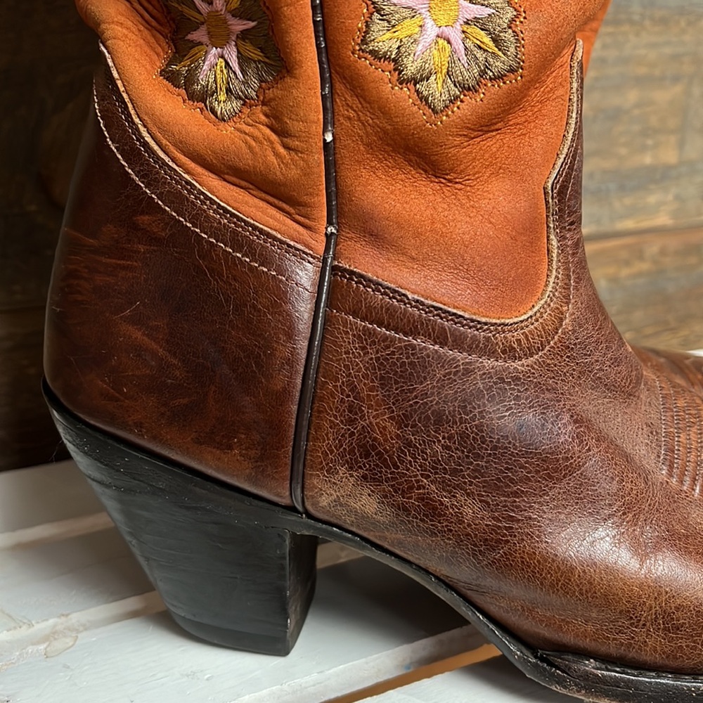 Sonora by Double H Boots Womens 9 Western Floral Embroidered Leather Cowgirl OSU - Picture 9 of 16
